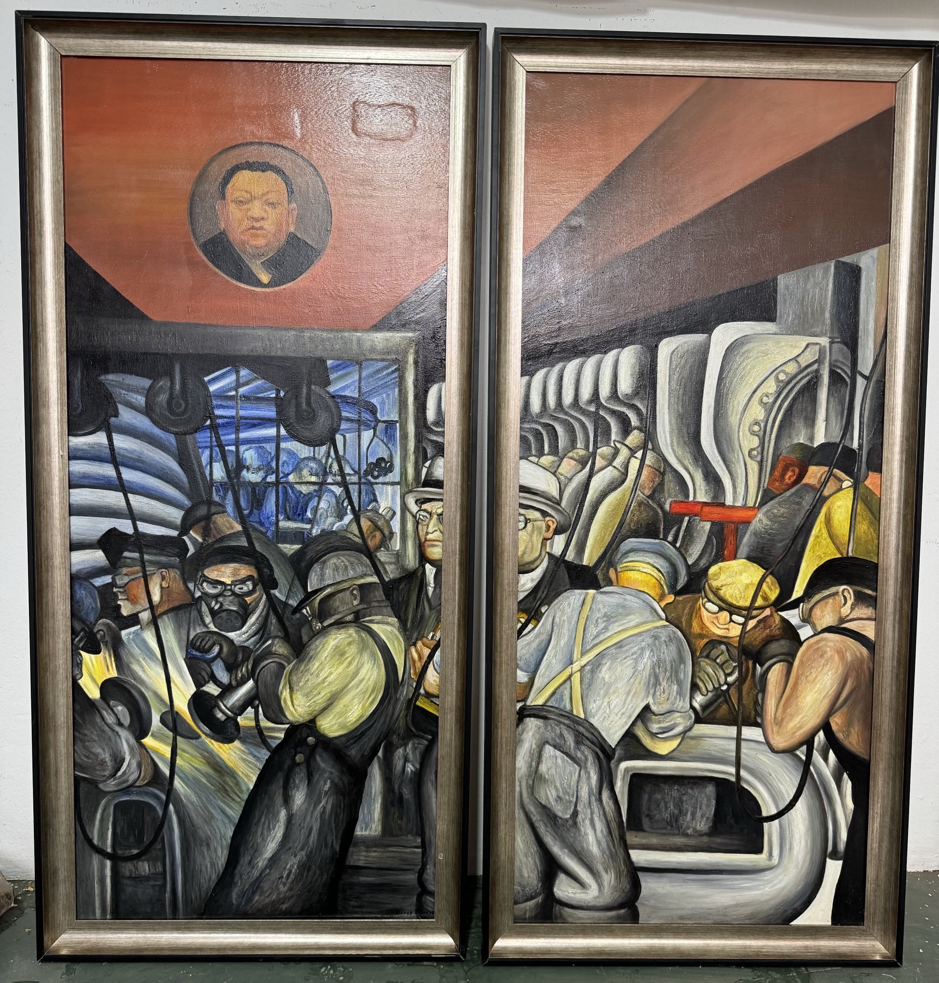 Magnificent two-piece Diego Rivera Painting