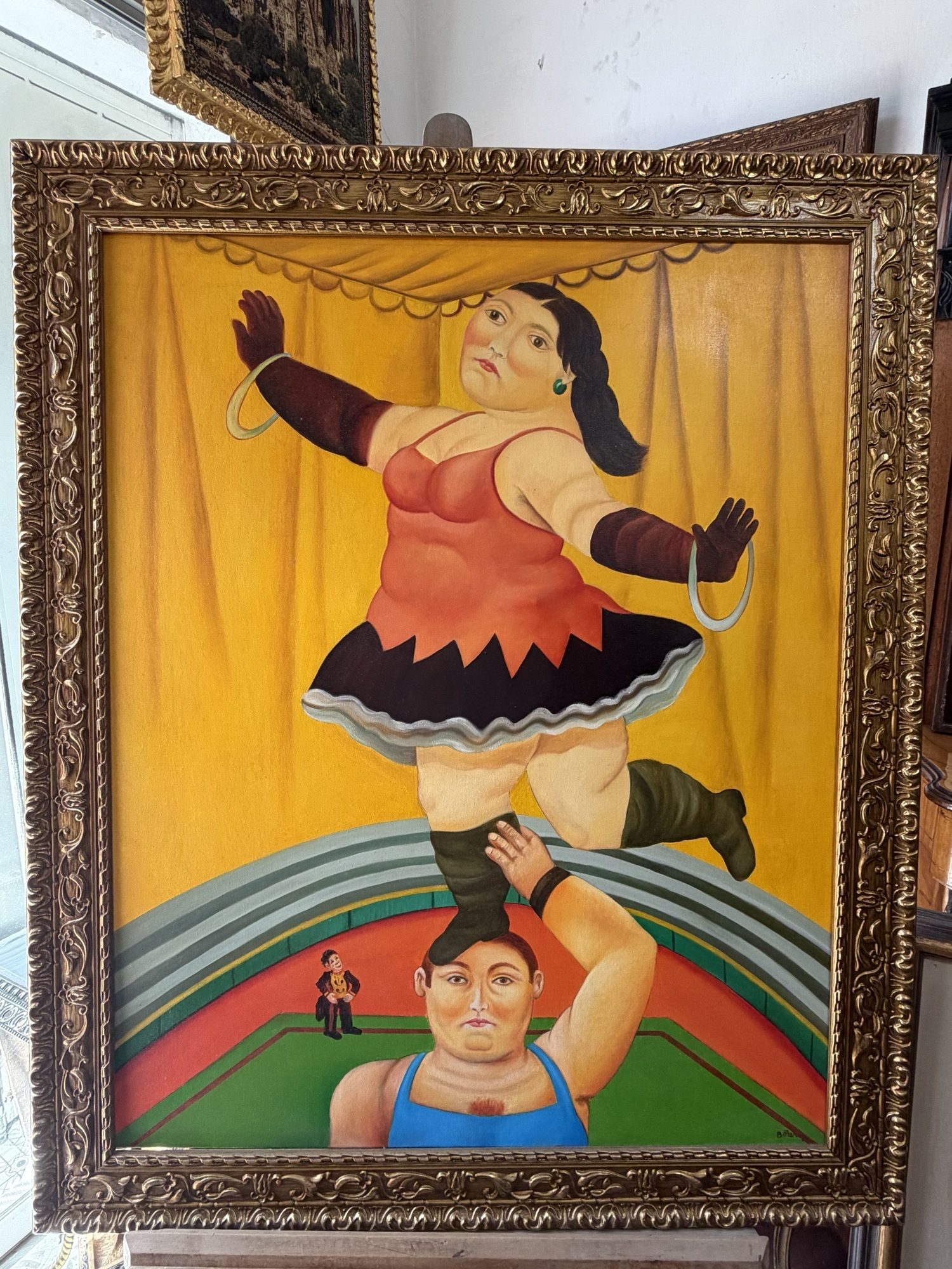 Classic Botero oil “The Acrobats”